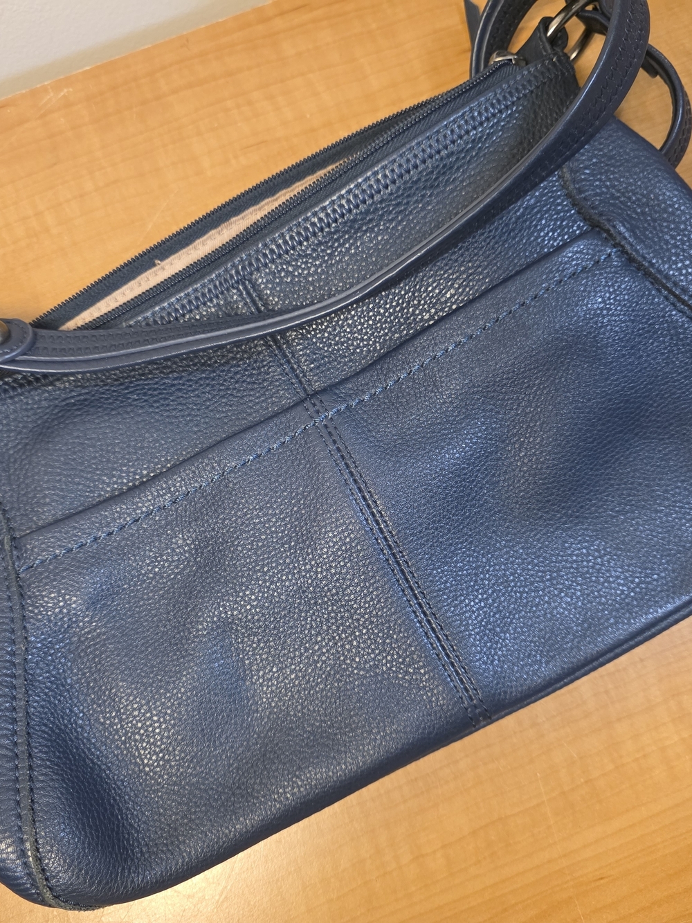 The Sak Blue Pebbled Leather Shoulder Bag - Picture 2 of 9